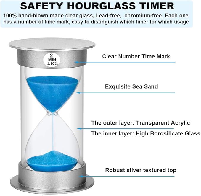 SuLiao 30 Second Timer for Kids, Large Durable Hourglass Sand Clock, Plastic Blue Sand Watch 30 Sec for Games Classroom