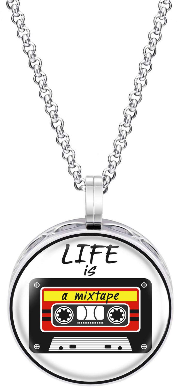 Wild Essentials Mixtape Enamel Finish Essential Oil Diffuser Necklace Gift Set - includes Aromatherapy Pendant, 24" Stainless Steel Chain, 8 Color Refill Pads