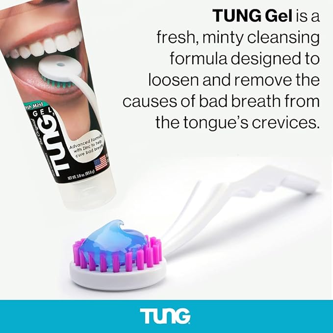 Tung Tongue Gel, Natural Mint Blast Tongue Cleaner Paste, Bad Breath Odor Eliminator, Halitosis Defense, BPA Free, USA Made (4-Pack)
