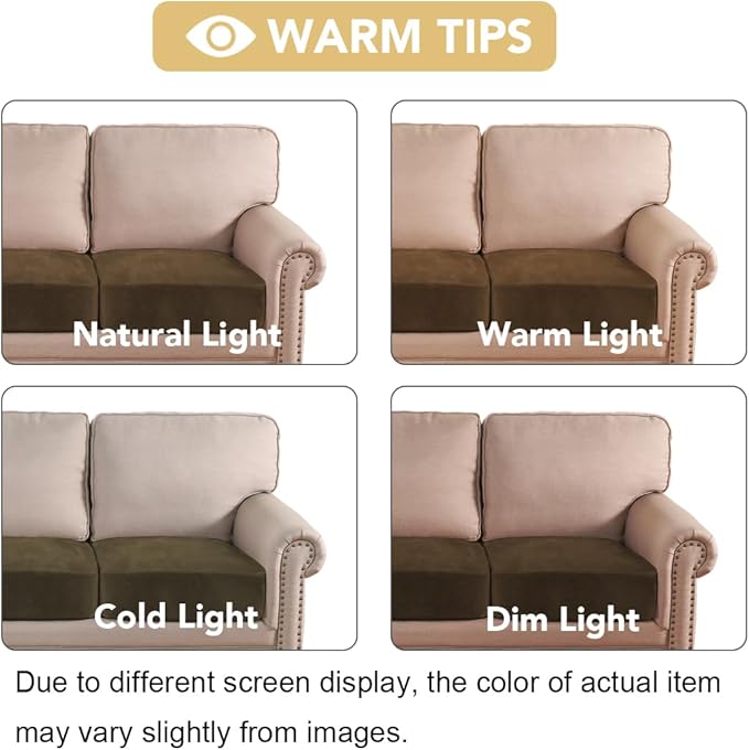 H.VERSAILTEX Velvet Stretch Couch Cushion Cover Plush Cushion Slipcover for Chair Loveseat Sofa Cushion Furniture Protector Seat Cushion Sofa Cover (3 Piece Sofa Cushion Covers, Bronze Brown)