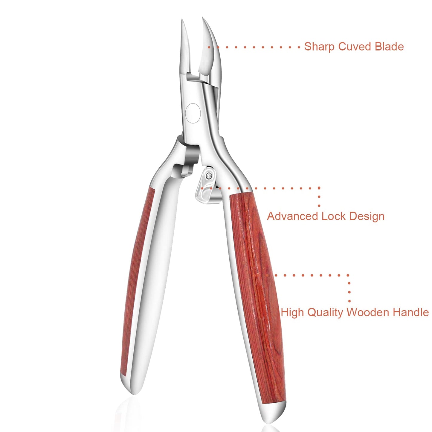 Nail Clipper,Toenail Clippers for Thick and Ingrown Nails,Heavy Duty Podiatrist Toenail Nippers for Seniors Fingernails,Toenails Pedicure,Wooden Handle,Sharp Blade