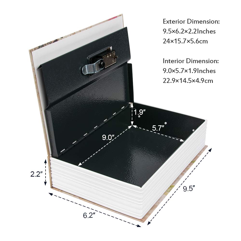 KYODOLED Diversion Book Safe with Combination Lock, Secret Safe Metal Lock Box, Money Storage Collection Box,9.5" x 6.2" x 2.2",France