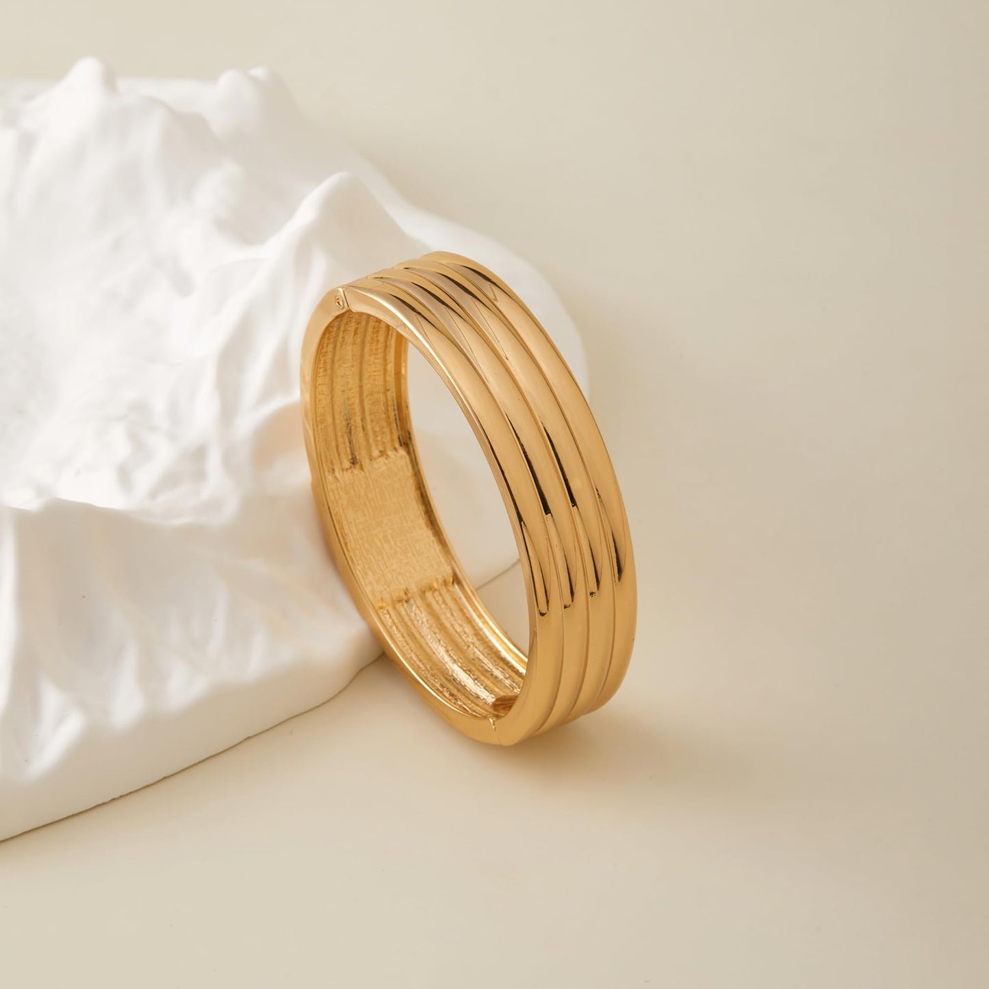 MIJENITI Chunky Gold Cuff Bracelets for Women Thick Wide Charm Bracelets Statement Gold Jewelry Hypoallergenic Bracelet