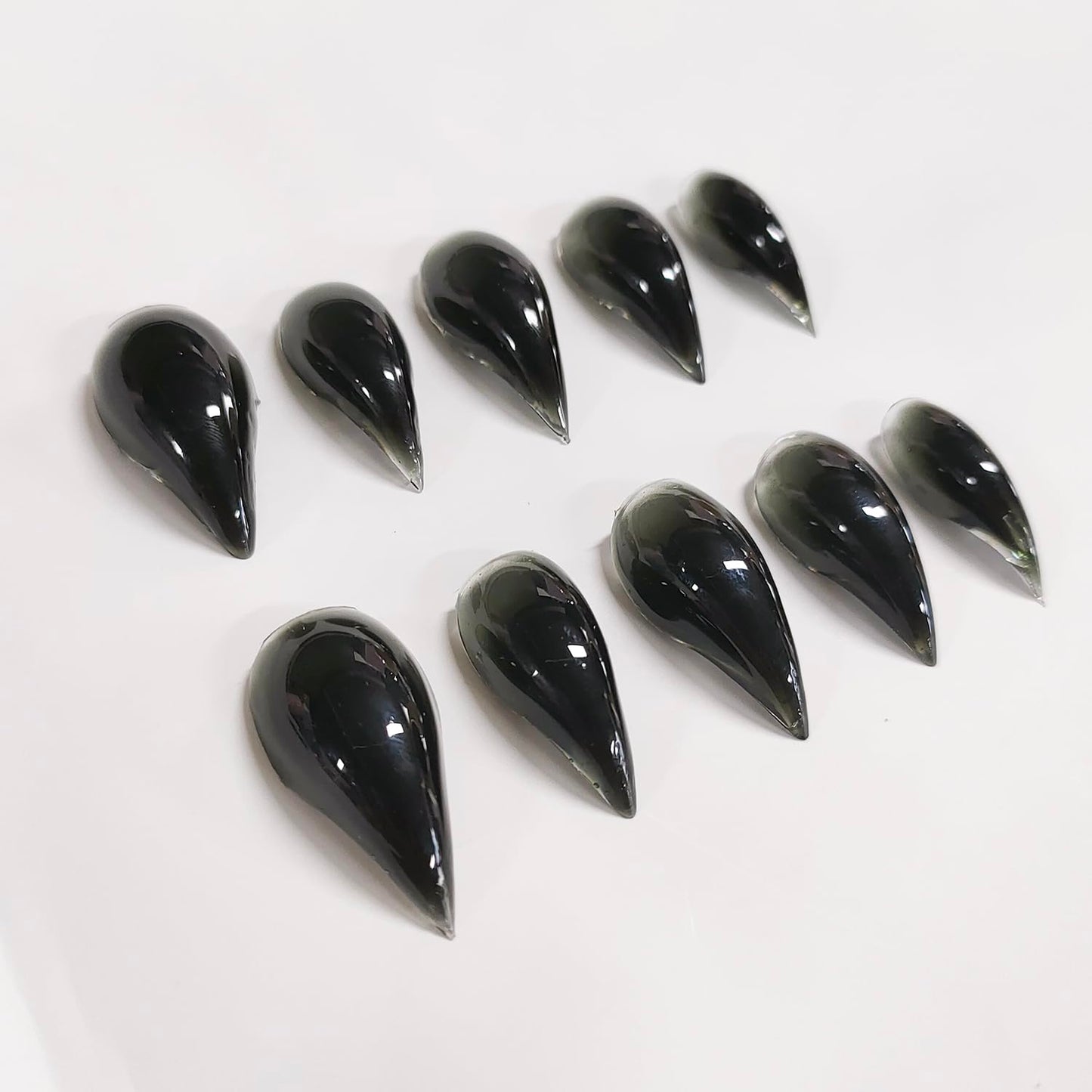 Eagle Claw Press on Nails Handmade Medium Stiletto Unique Thick Acrylic Nails Black Talon False Nails Cat Claw Glossy Glue on Nail Solid Colour Curved Sturdy Nail Art 10Pcs(M)