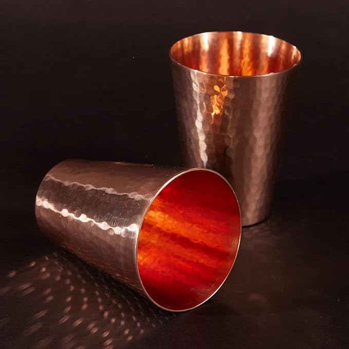 Sertodo Copper Ice Tea Cup | 10 Ounce Capacity | 100% Pure Copper, Heavy Gauge, Hand Hammered | Ayurvedic Drinking Vessel | Fancy Cocktail Cup