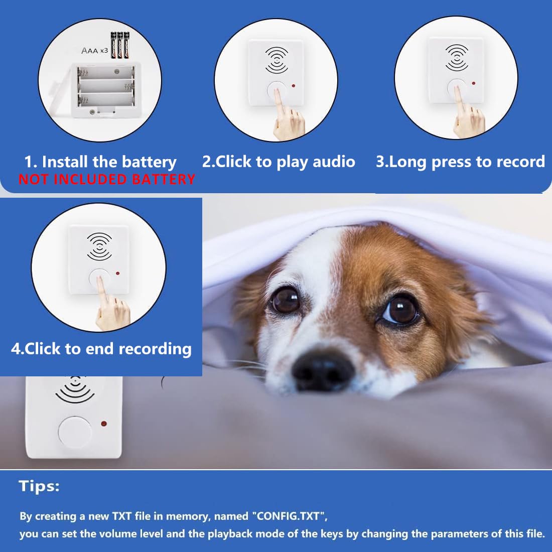 16 Minutes Voice Recorder for Stuffed Animals,Voice Box for Recordable Presents,Recordable Button Sound Box for Crafters,Hobbyists,Stuffed Animals,School Presentations,Personalized Items,etc.