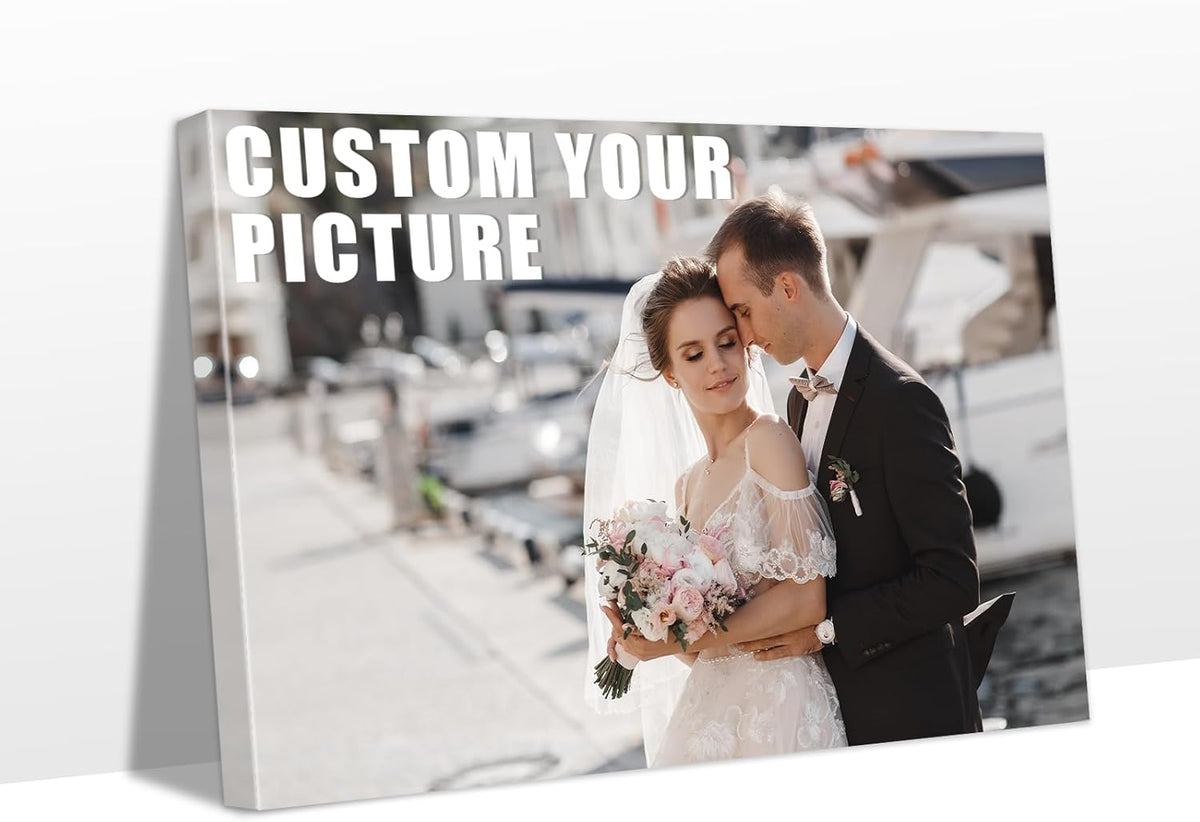 Personalized Custom Canvas Prints with Your Photos & Text, Customized Picture Print, Transform Own Images Into Framed Wall Art Digitally Printed Photo to Canvas, Keepsakes Gifts for Family 18x12’’