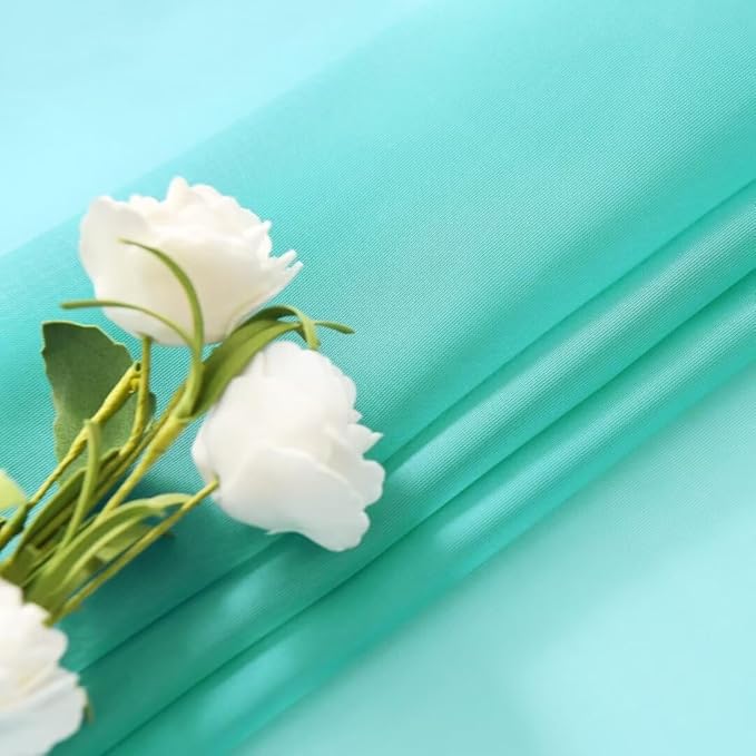 SpaceDresser Sheer Voile Window Treatment Rod Pocket Curtain Panels for Kitchen Bedroom Living Room Drapes Sunlight Filtering Privacy Semi Home Decor Assorted Colors Sizes (Turquoise, 52 W x 108 L)