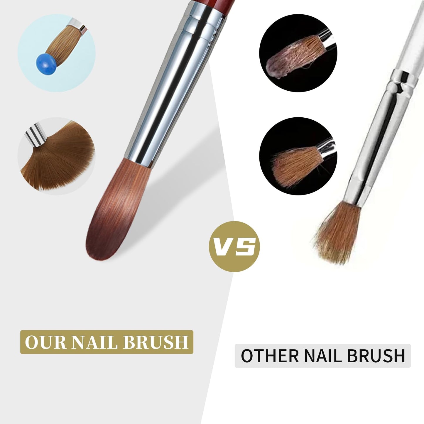 varnishea 100% Pure Kolinsky Acrylic Nail Brush Solid Wood Handle Professional Manicure Brushes for Powder Nail Acrylic Application - Salon & DIY Nail Art Essentials - Size 18, 1.0 Count