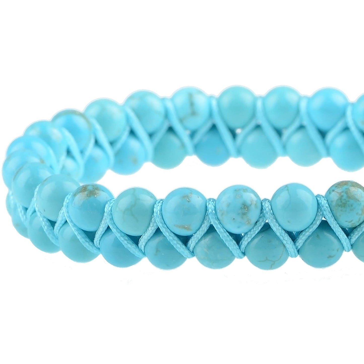 MASSIVE BEADS Natural Chakra Healing Power Crystals Macrame Bracelet Yoga Double Layer Stone Beads Gemstone Meditation Relax Anxiety Bangle for Unisex Women Men (Turquoise, 6mm)