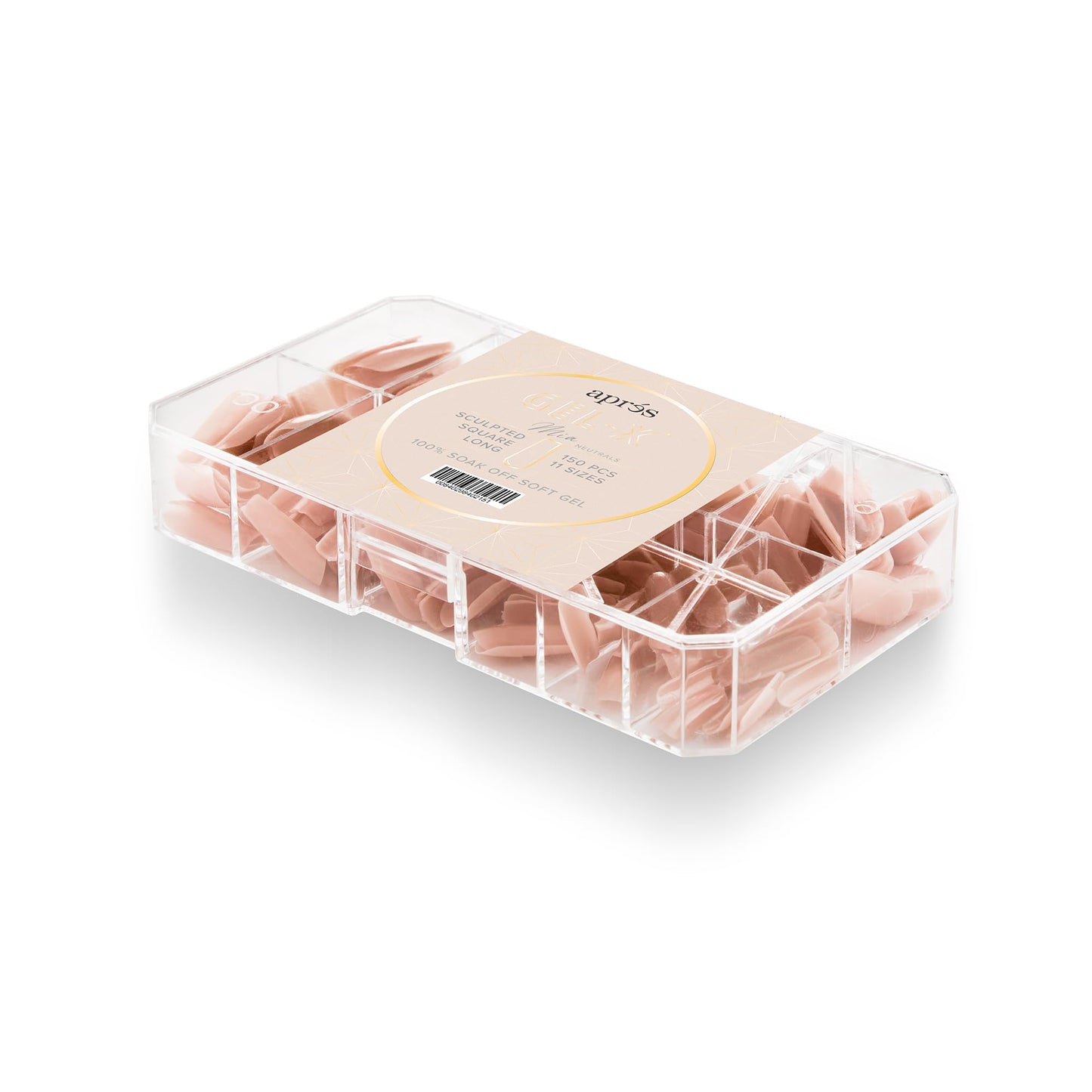 Apres Neutrals Gel-X Lila Box Of Nail Tips, 11 Sizes 00-9, Soft Gel Nail Tip Box, Nail Extensions (150pcs) (Sculpted Square Long, 150pcs)