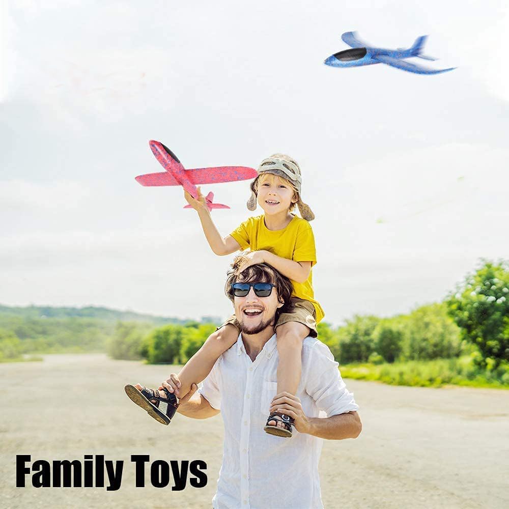 WenToyce 2 Pack Throwing Foam Airplanes, 17.5 Inches 2 Flight Mode Glider Inertia Planes Model, Manual Launch Epp Flying Aircraft Planes for Kids Outdoor Sport