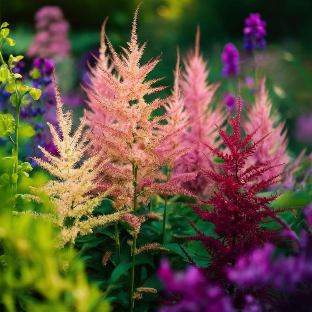 Giant Plume Assorted Astilbe Flowers - 3, 6, or 9 Bulbs -Attracts Butterflies, Bees & Hummingbirds - Great Gardening Gift (6 Bulbs)