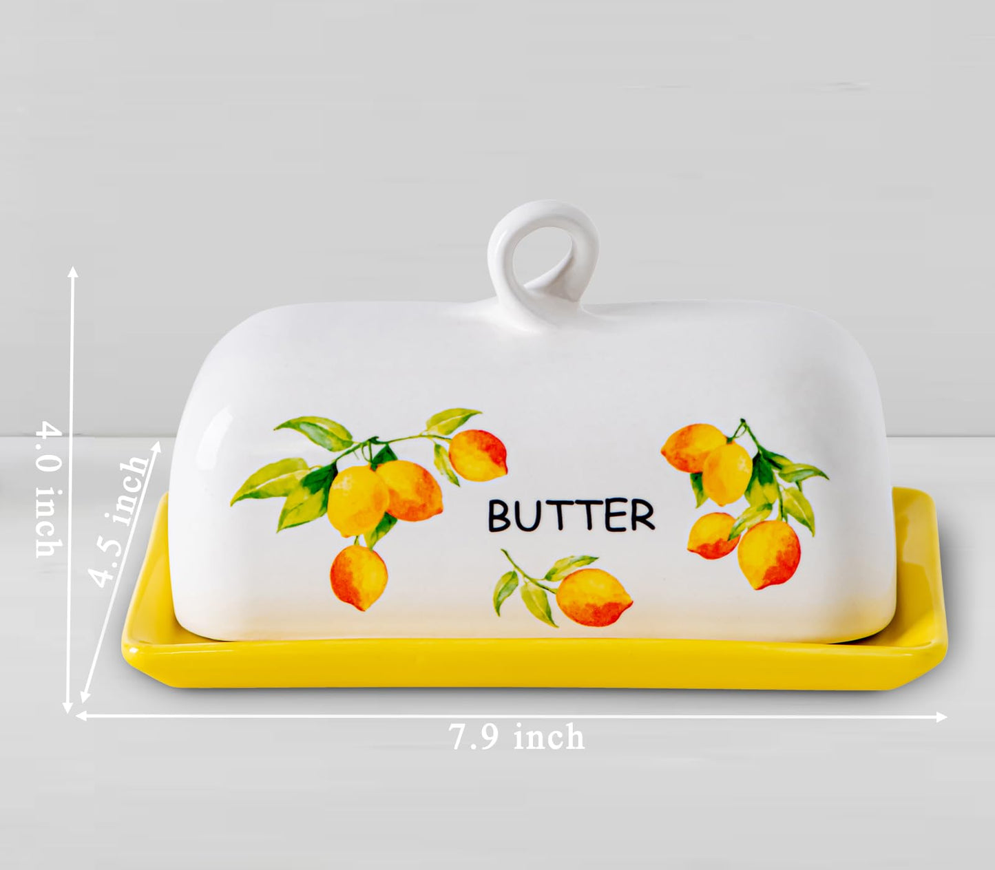 Lemon Butter Dish With Lid For Countertop Yellow Ceramic Butter Dish Large Butter Holder With Cover Butter Tray Painted Butter Holder Le Creuset Butterdish