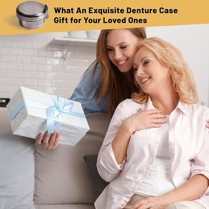 No Leak & Non-Slip Partial Denture Case Retainer Bath Box Cup, Denture Soaking Cup False Teeth Holder Box Case with Strainer Basket and Brush,Dishwasher safe - Transparent Pink