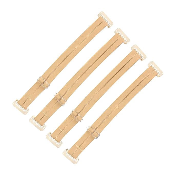 4 Pcs Facelift Bands with Clips Invisible Face Stretching Lifting Strap Adjustable Elastic Band Face Slimming Band (24cm Blonde Double Bands)