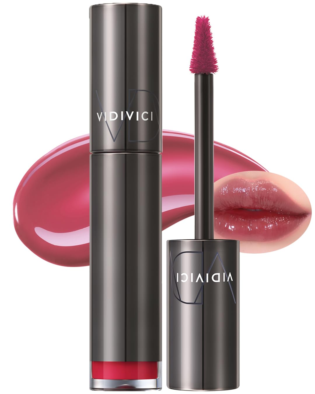 VIDIVICI Millennial Tint Glit - Transfer Proof Moisture Korean Lip Tint with Long-Lasting Color, Lightweight Water Jelly Texture, Hydrating & Smudge-Free Lip Stain, 0.13oz (03 LOVE GROSE)