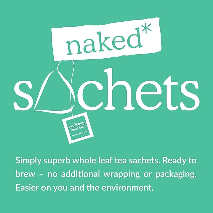 Two Leaves and a Bud Organic Peppermint - 50 Naked Tea Sachets, Naturally Caffeine Free, Whole Leaf Herbal Tea in Eco-Friendly Unwrapped Compostable Sachets, Resealable Bag, 50 Count (Pack of 1)