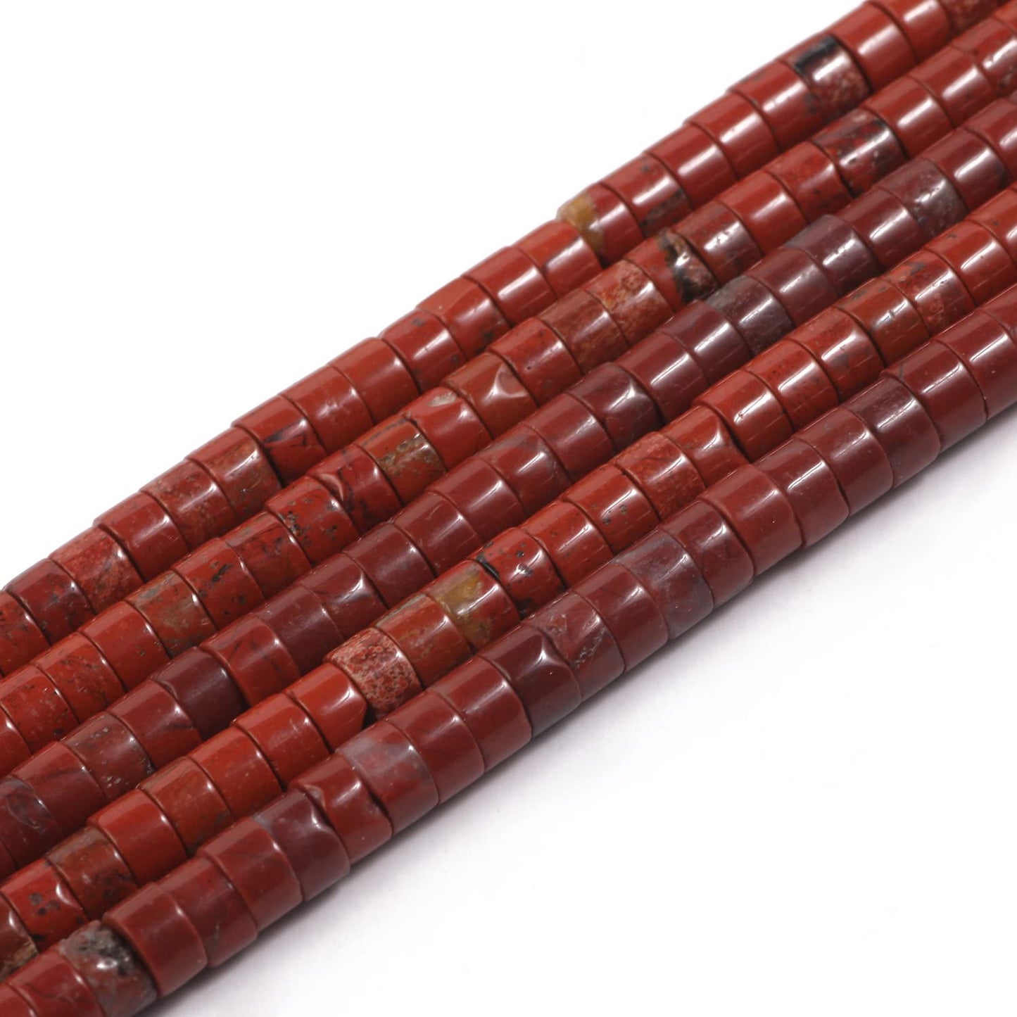 NITOPUPU 150Pcs 4×2mm Natural Red Jasper Spacer Stone Beads for Jewelry Making Supplies, Loose Semi Flat Round Gemstone Tube Beads for Bracelets DIY Crafts