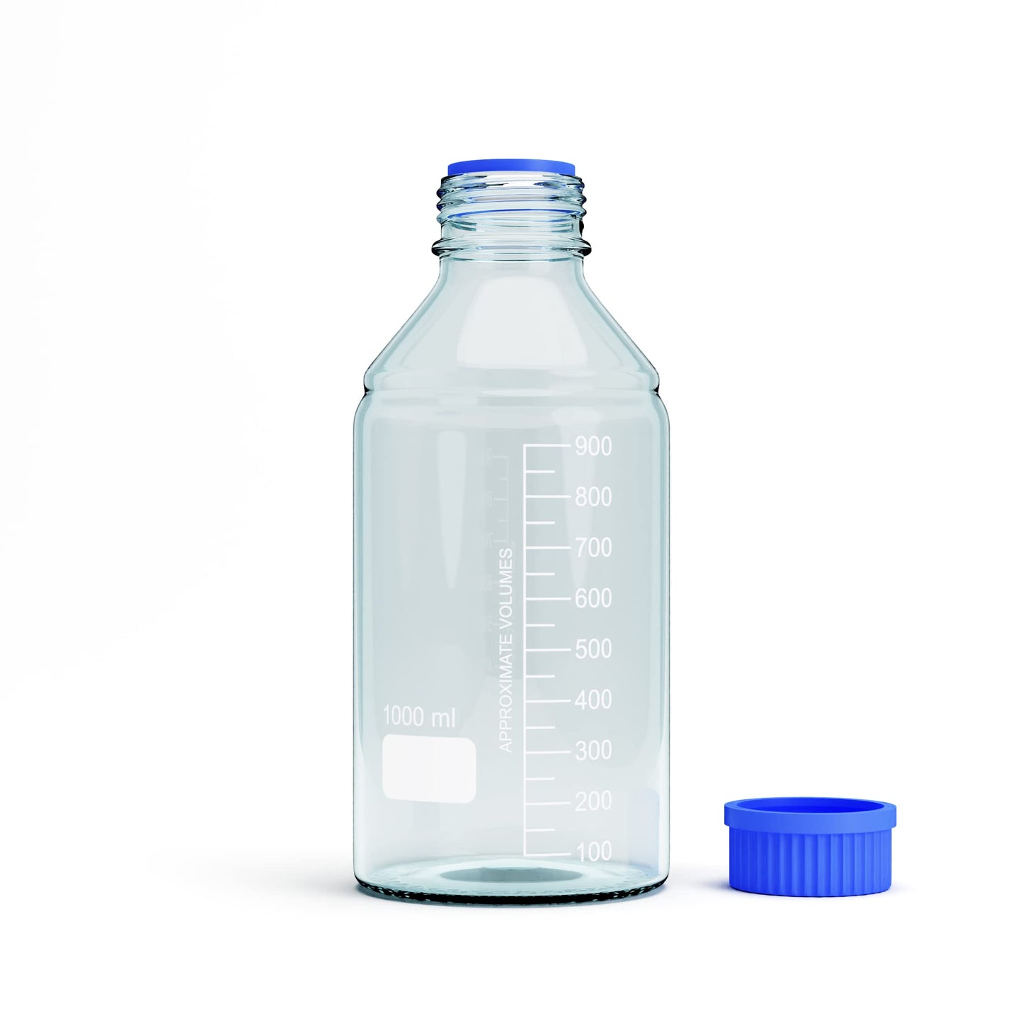 MorexLab 1000ml Storage Glass Bottles – 2pcs Round Media Storage Bottle – Borosilicate Glass Bottles – Safe Probe Storage Glass Storage Bottles with GL45 Blue Screw Cap (1000ml - 2pcs)