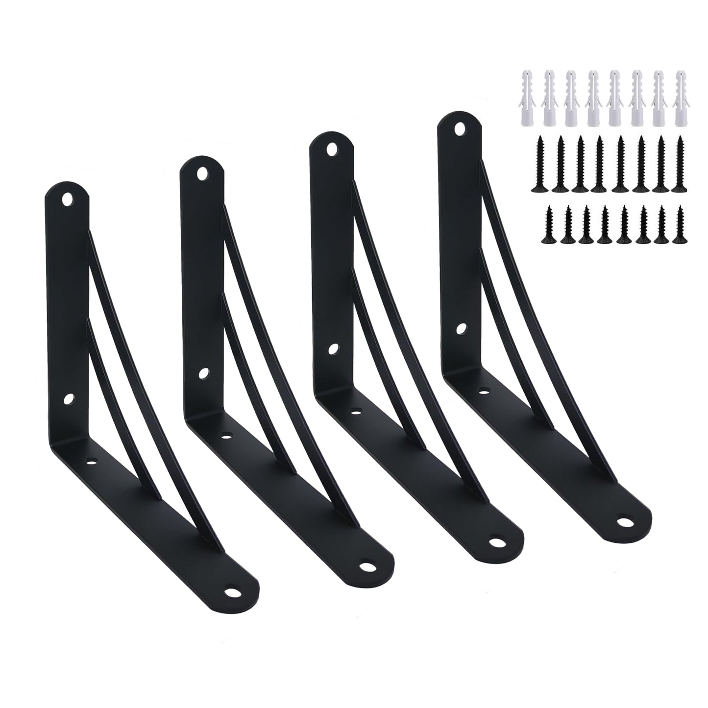 Z METNAL Decorative Shelf Brackets, Black Metal Shelves Bracket, Wall Decor, Modern Shelving Bracket for DIY Floating Shelves, 6 inch, 4 Pcs
