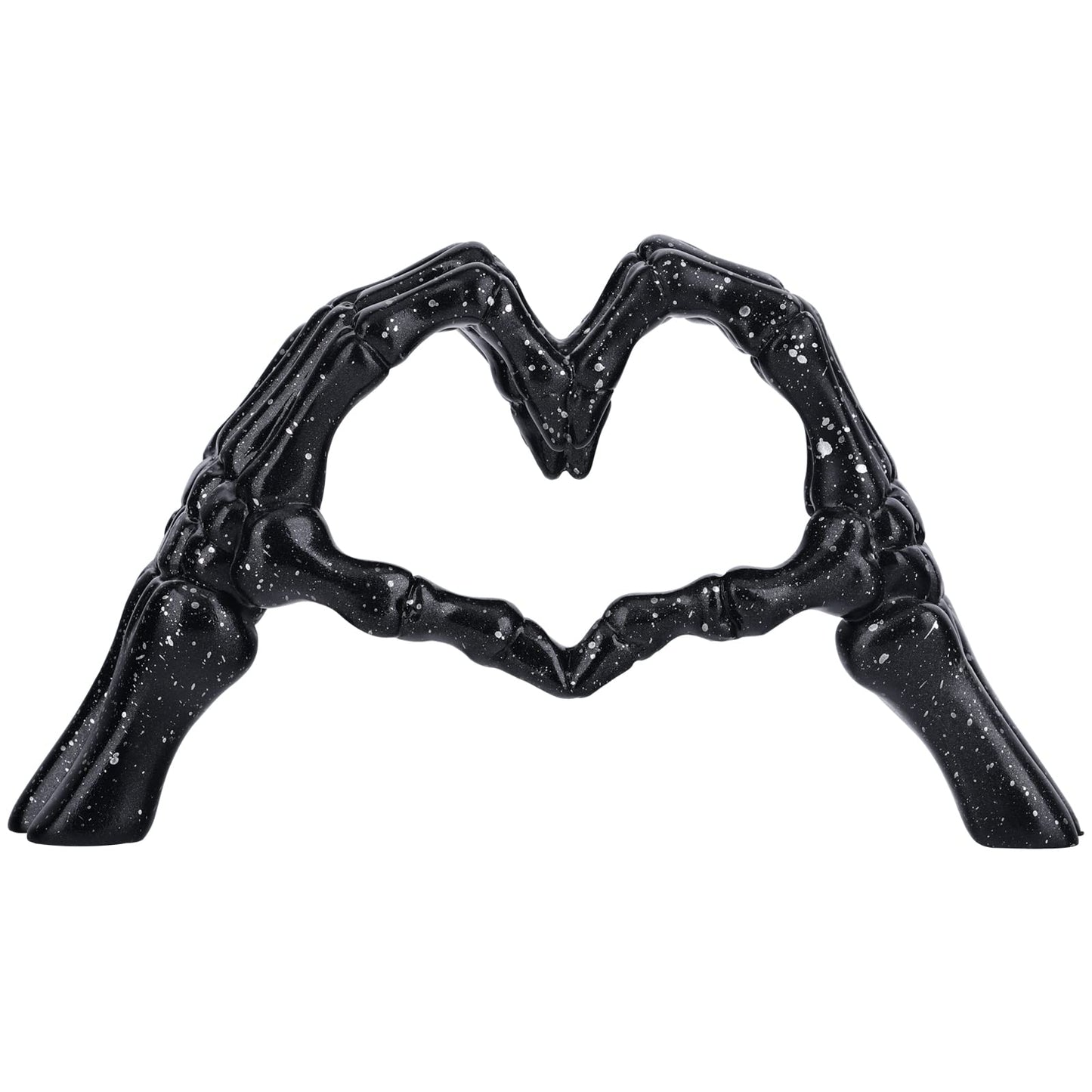 Black Hand Bone Sculpture Love Decoration, Halloween Skeleton Couple Statue, Heart Hand Ornament Suitable for Living Room Coffee Table, Dining Table, Bookshelf, Shelf, Entryway Desktop.
