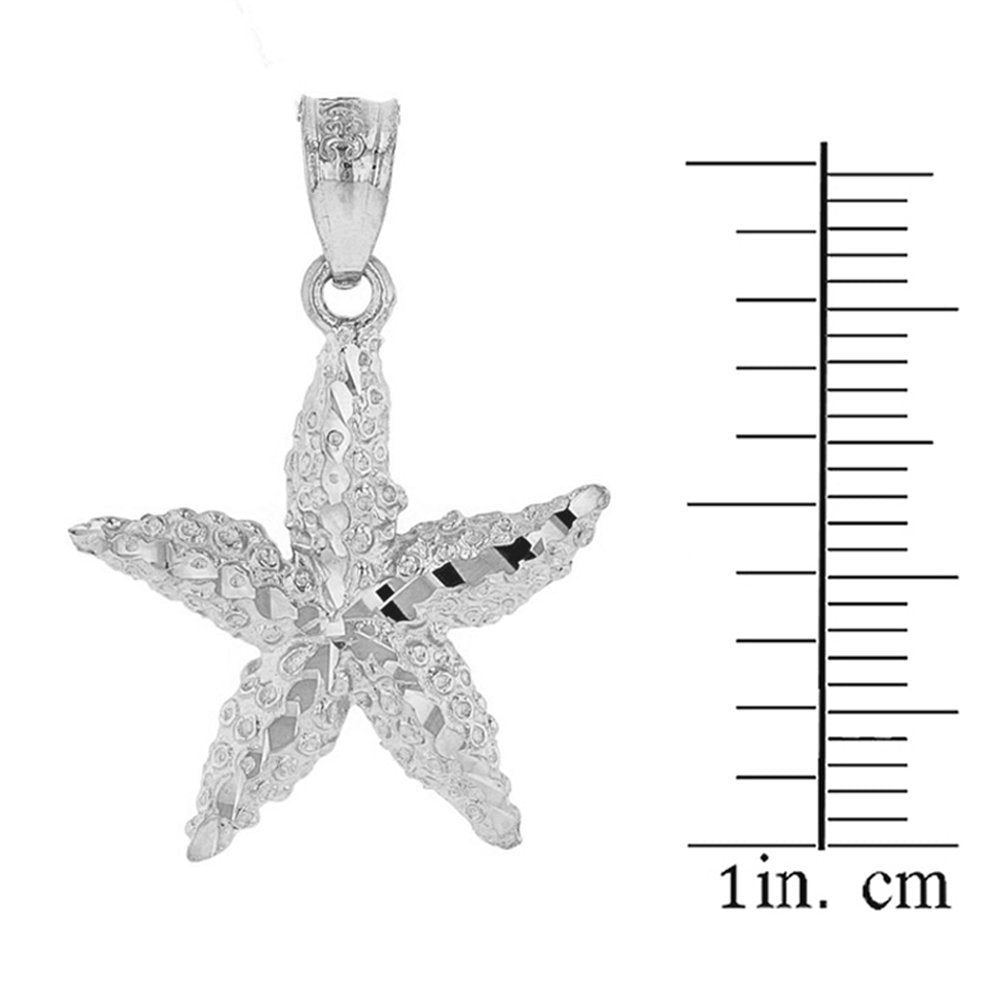 925 Sterling Silver Starfish Sea Star Pendant Necklace, 22"
