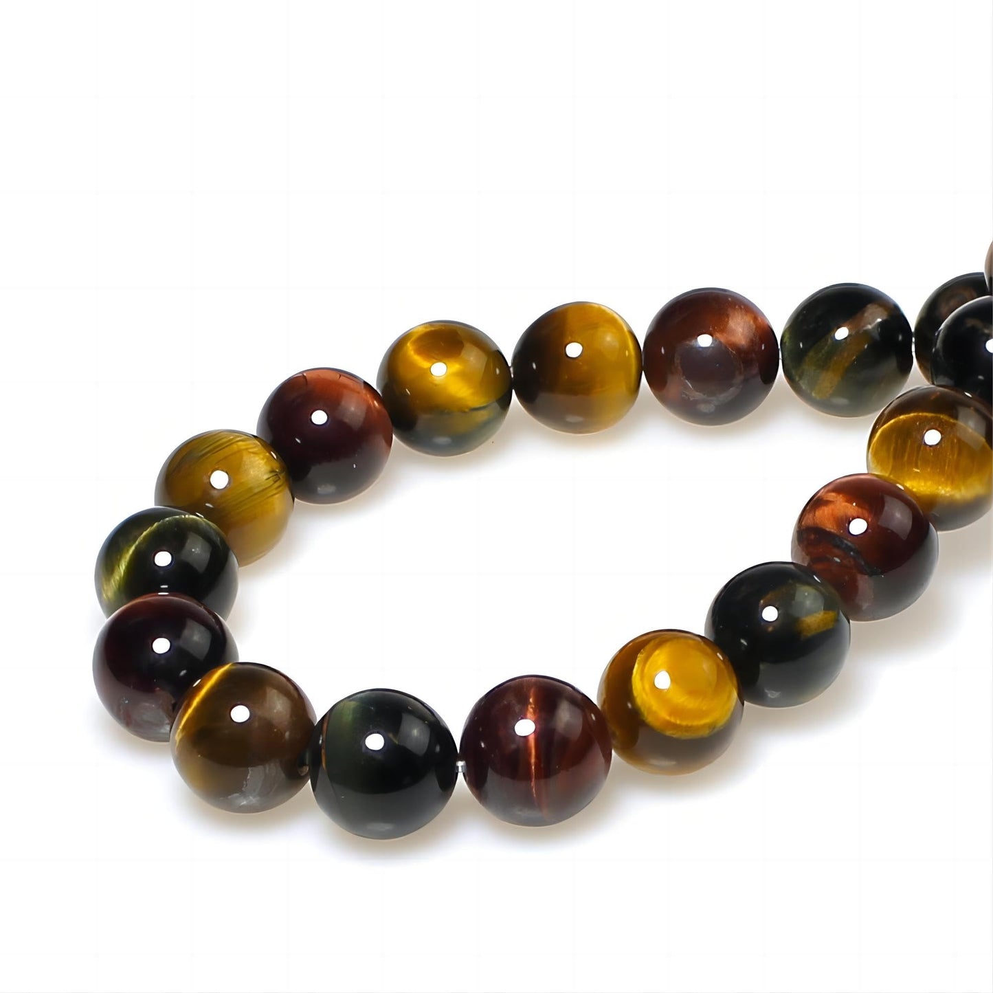 MJDCB Natural Stone Beads 8mm 43pcs Round Three Color Tiger's Eye Loose Gemstone Bead Charms for Jewelry Making Bracelet Necklace Earring Pendant