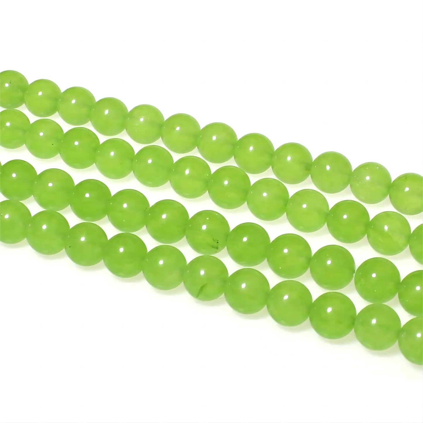 MJDCB Stone Beads 8mm 43pcs Round Fruit Green Jade Loose Gemstone Bead Charms for Jewelry Making Bracelet Necklace Earring Pendant