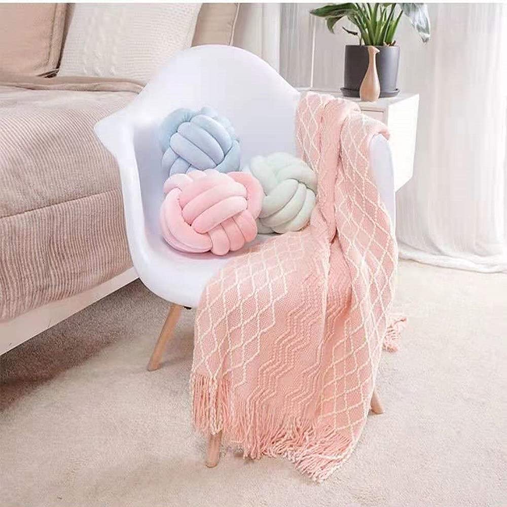 PUXU Knot Pillow Ball Round Cushion Pillows, Children Room Decoration Plush Toys Calming Stress Relief Toy (Mint,8.5in/22cm)