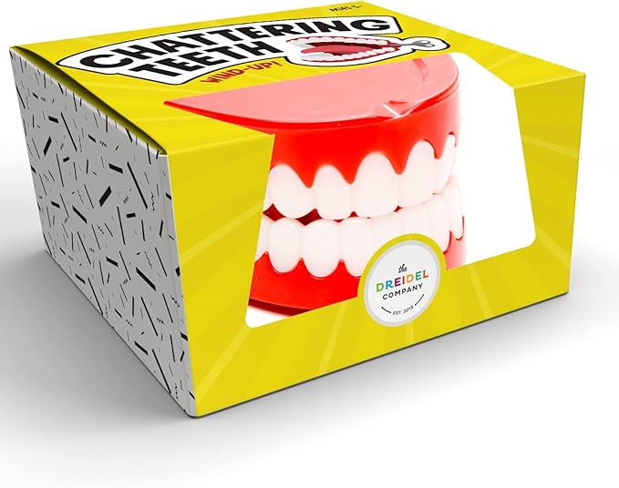The Dreidel Company Wind Up Teeth Chomping & Chattering Teeth Toys for Kids Birthday Party Favors, Novelty and Gag Gifts, 2.5" Inches (Single)