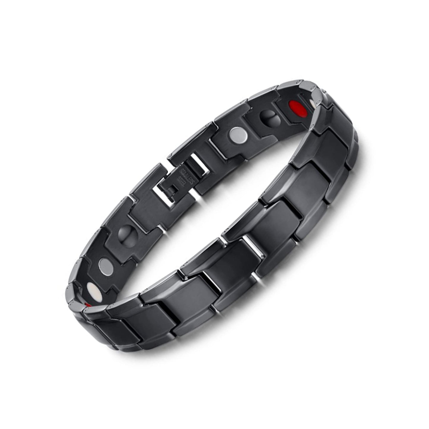 EMMORI Ultra Strength Magnetic Bracelet - 3,500 Gauss Per Magnet -Magnetic Bracelets for Men Woman - Adjustable Length -Pulseras Magneticas (Black)