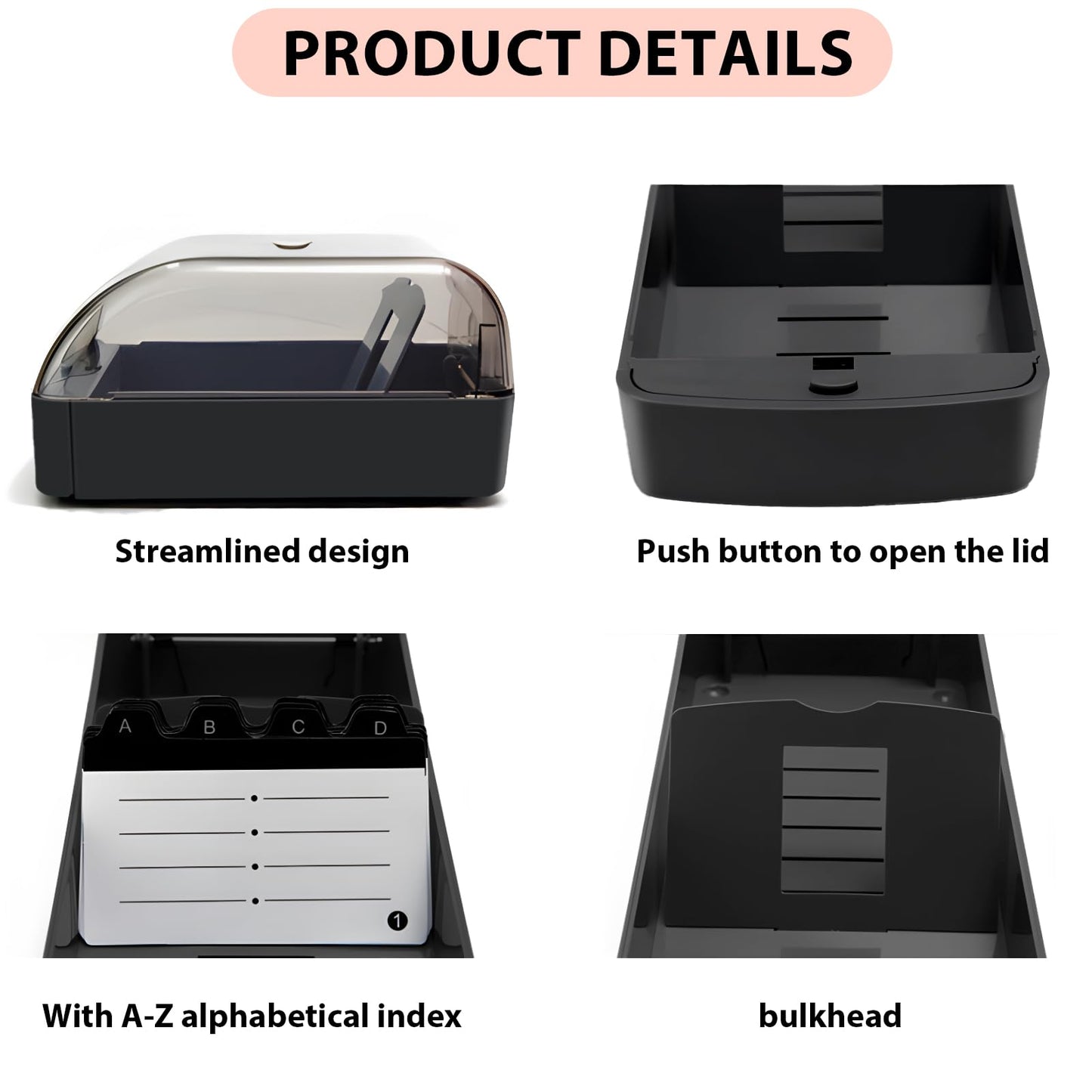 Daphilly Business Card Holder for Desk, Business Card Holder Organizer, Credit Card Organizer Case File Index Card Box Storage,with A-Z Tabs, Storage up to 350 Cards