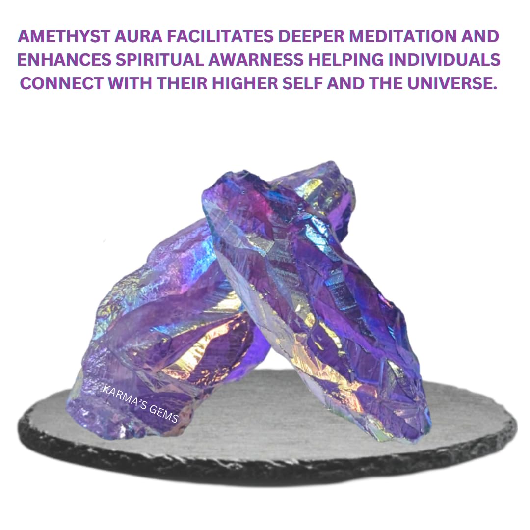 Crystals, Rocks, Jade, Crystals and Healing Stones, Witchcraft Supplies, Healing Crystals, Stones, Healing Stones, Rock Collection, Agate, Raw Stones (Amethyst Aura Quartz, 2 Pcs)