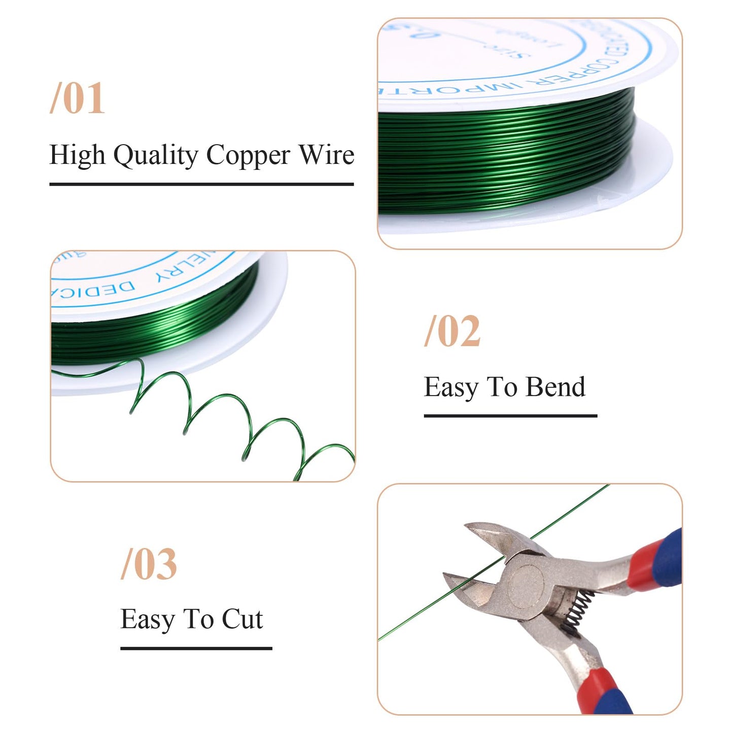 Pandahall 10Rolls Gauge 24 Copper Wire Jewelry Beading Craft Wrapping Making Mixed Color 0.5mm 9m/roll