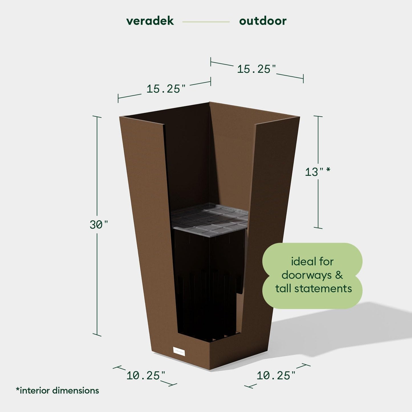 Veradek V-Resin Indoor/Outdoor Taper Planter (30 inch, Espresso)