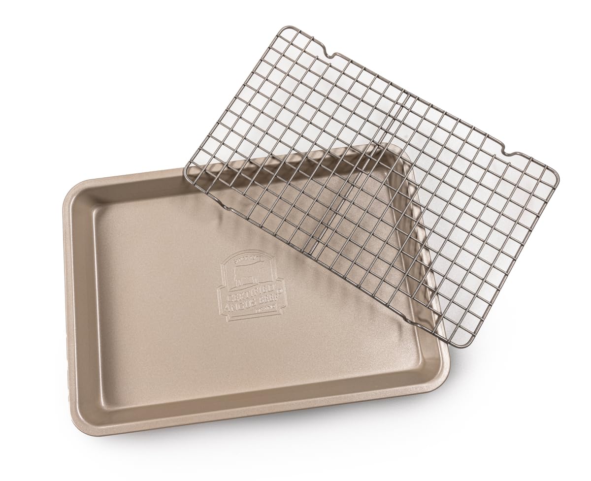 Certified Angus Beef Roasting Pan with Wire Rack – Heavy-Duty Non-Stick Perfect for Reverse Searing