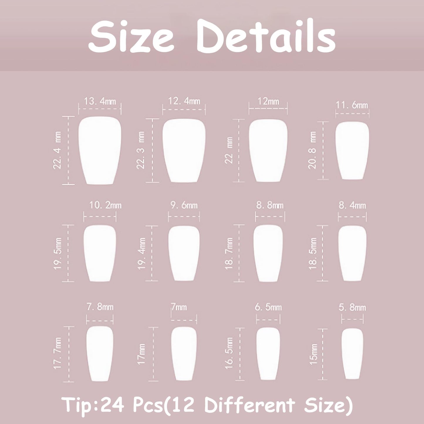 MISUD Press on Nails - Medium Coffin Glue on Nails with Blue Ombre, Acrylic Bling Glitter Design 24 pcs