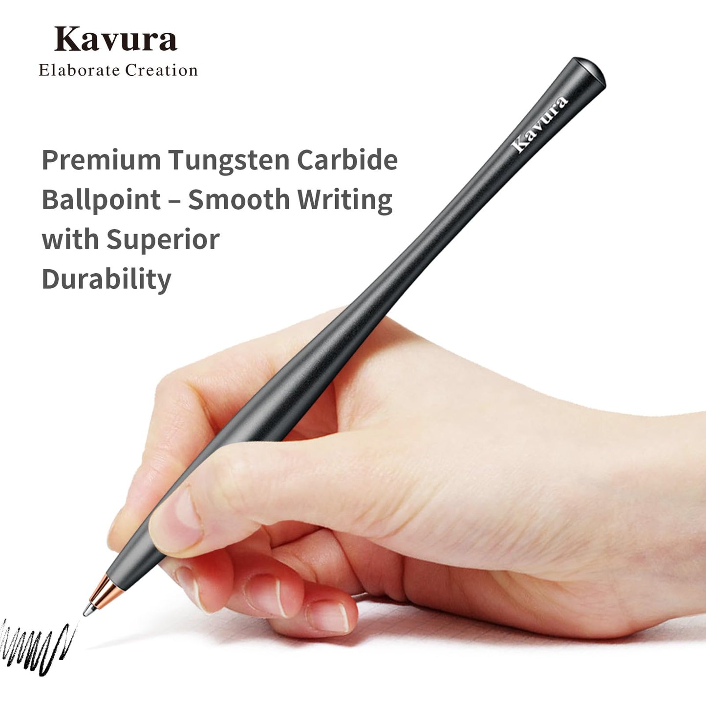 Kavura Metal Gravity Spinner Pen – Crafted with Japanese Precision, Anodized for a Sleek Metallic Finish – Relieves Stress & Sparks Creativity – Elegant Gift for Professionals and Graduates (Black)