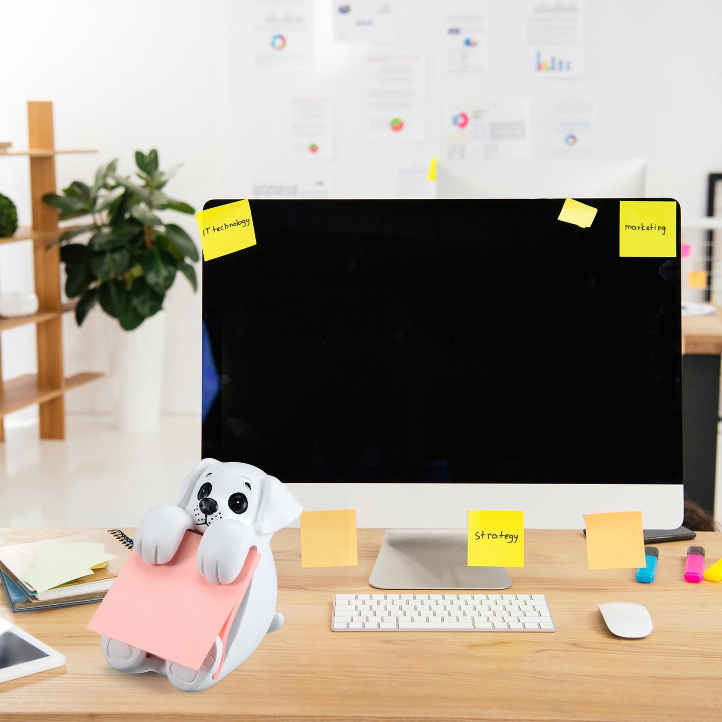 Chunful 3pcs Pop-up Note Dispenser Set Include Resign Dog Note Dispenser, 2 Pcs 3 x 3 Sticky for Office Desk Accessories
