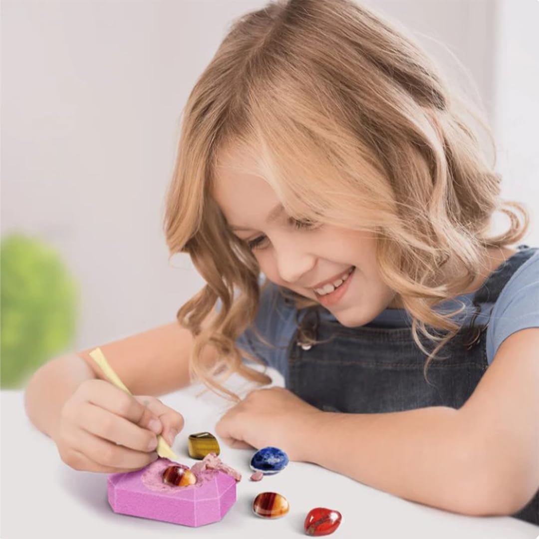 Liberty Imports 12-Pack Gem Digging Kit for Kids - Exciting Gemstone Mining Adventure - Educational STEM Crystal and Mineral Excavation – Party Favor Science Toys