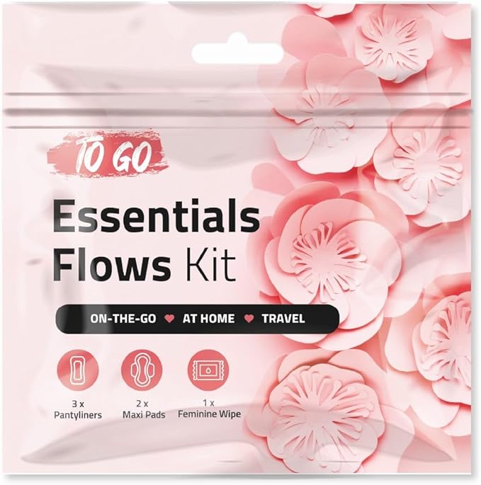 pH Advantage Essential Flows Period Kit - 3 Pantyliners, 2 Maxi Pads & Feminine Wipe | Hygiene Essentials for School, First Period
