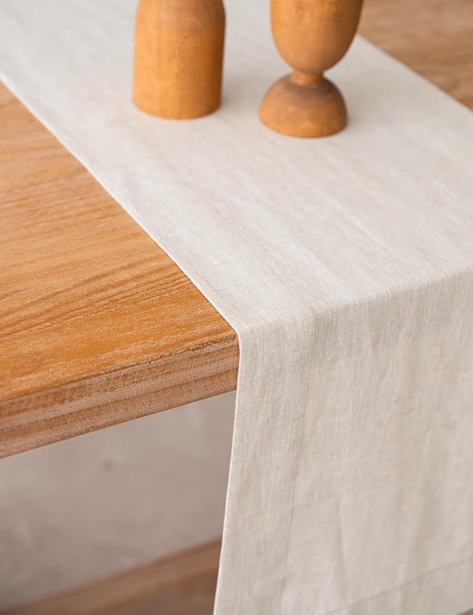 100% Hemp Table Runner, Organic Linen Table Runner, Farmhouse Table Decor, Boho Home Decor (Natural, 14 x 72 Inch)