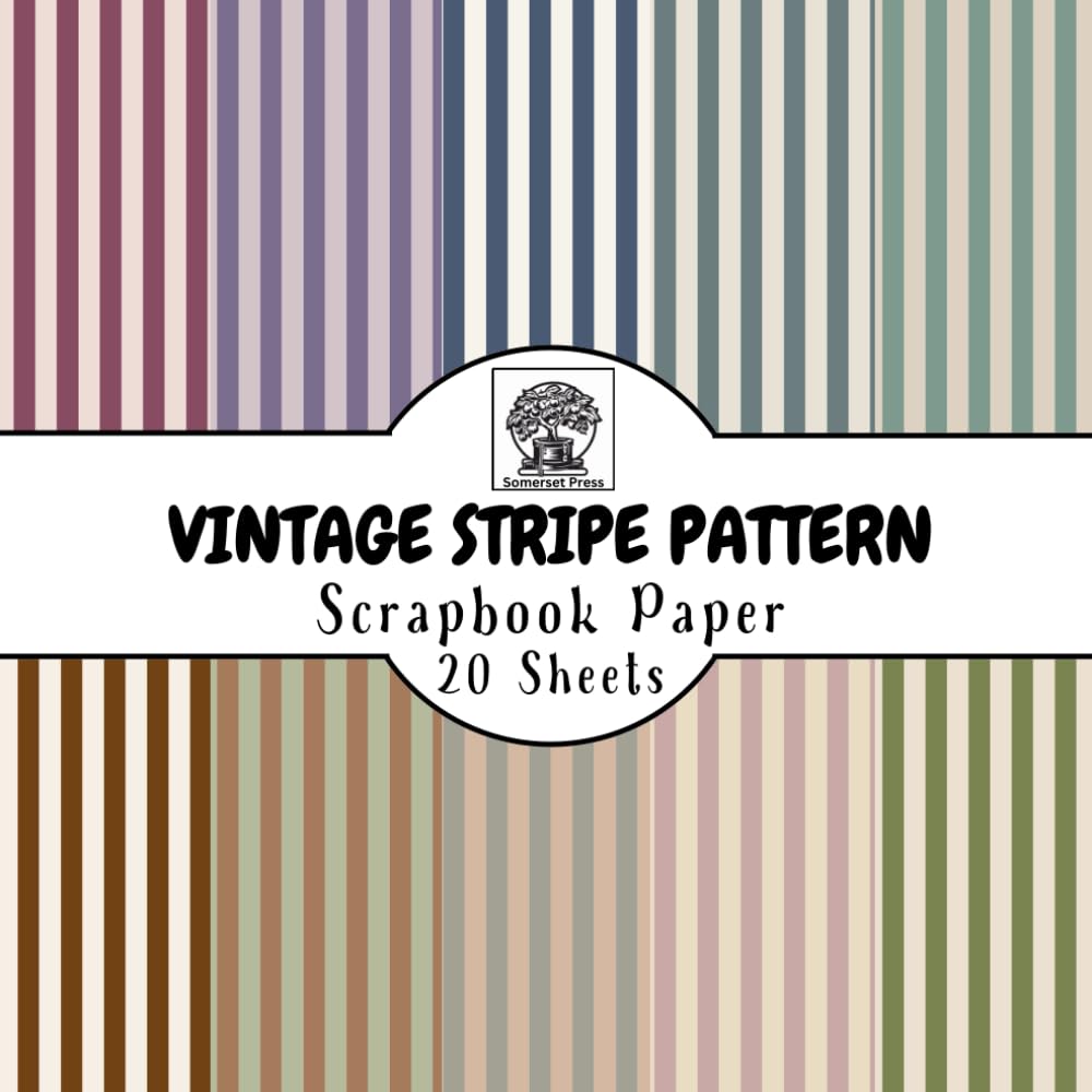 Vintage Stripe Pattern Scrapbook Paper: 20 Double-Sided Sheets for Scrapbooking, Junk Journals, Card Making, Decoupage, Origami, Paper Crafts, DIY Projects and Mixed Media