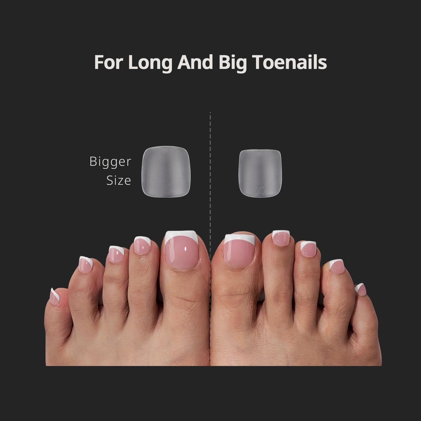 BTArtboxnails XCOATTIPS Toe Nail Tips – 15 Sizes, Including 6 for Big Toes, Structured Apex, Ultra-Thin Cuticle, Thickened Tip, Easy to Apply & Lasts 4 Weeks, 150PCS