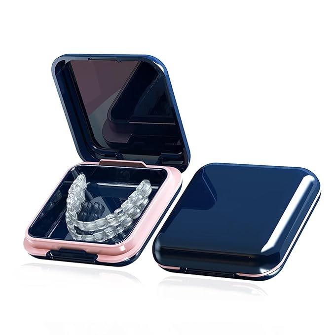 Retainer Case, Cute Retainer Case with Slim, Night Mouth Guard Case with Lid Hinge, Large Aligner Case, Inner Size 2.56, 2.36, 0.79inch（1pack)