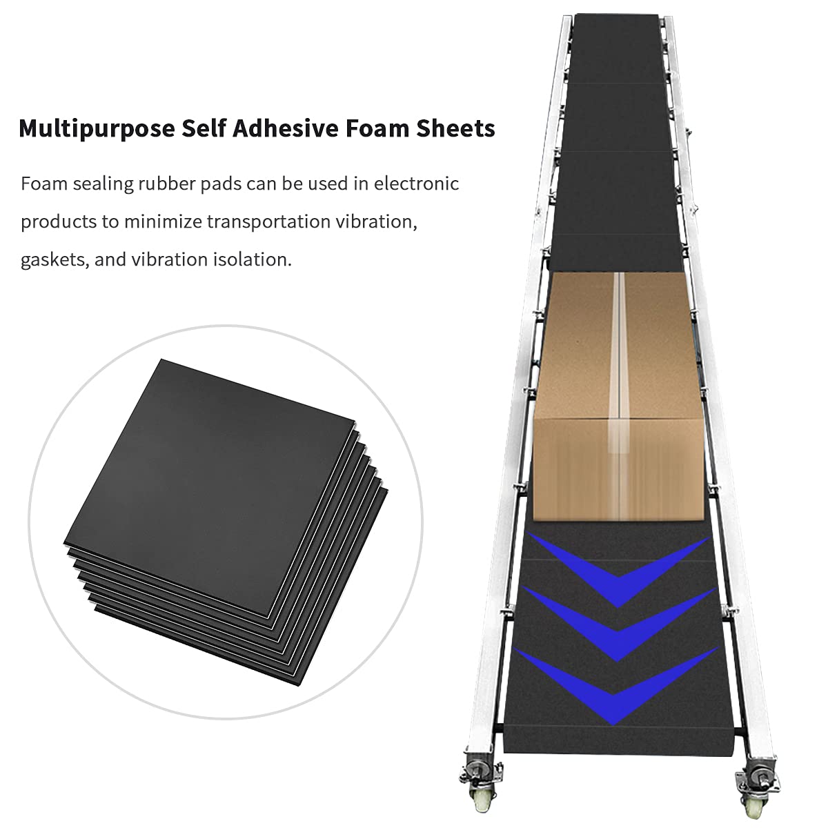 DGSL 8 Pcs Foam Sheets Self Adhesive, 1/4 in Thick X 8 in X 8 in Closed Cell Foam Pad Neoprene Rubber Sheets Non-Slip Insulation Pads Vibration for Furniture Crafts Cars