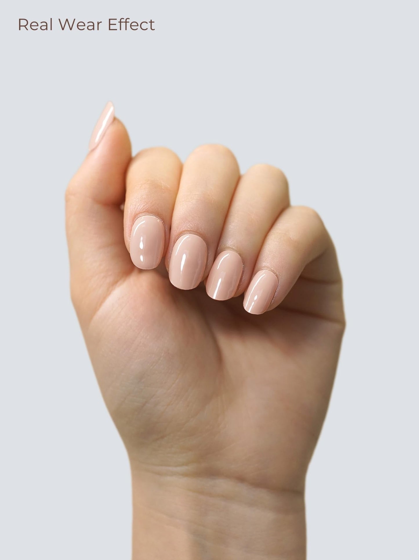 Beaolata Real Gel Nail Strips (No UV Light Needed) - 44Pcs Salon Quality Nail Stickers - Long Lasting Polish Wraps for Women, Easy Apply & Remove (Nude Blush)