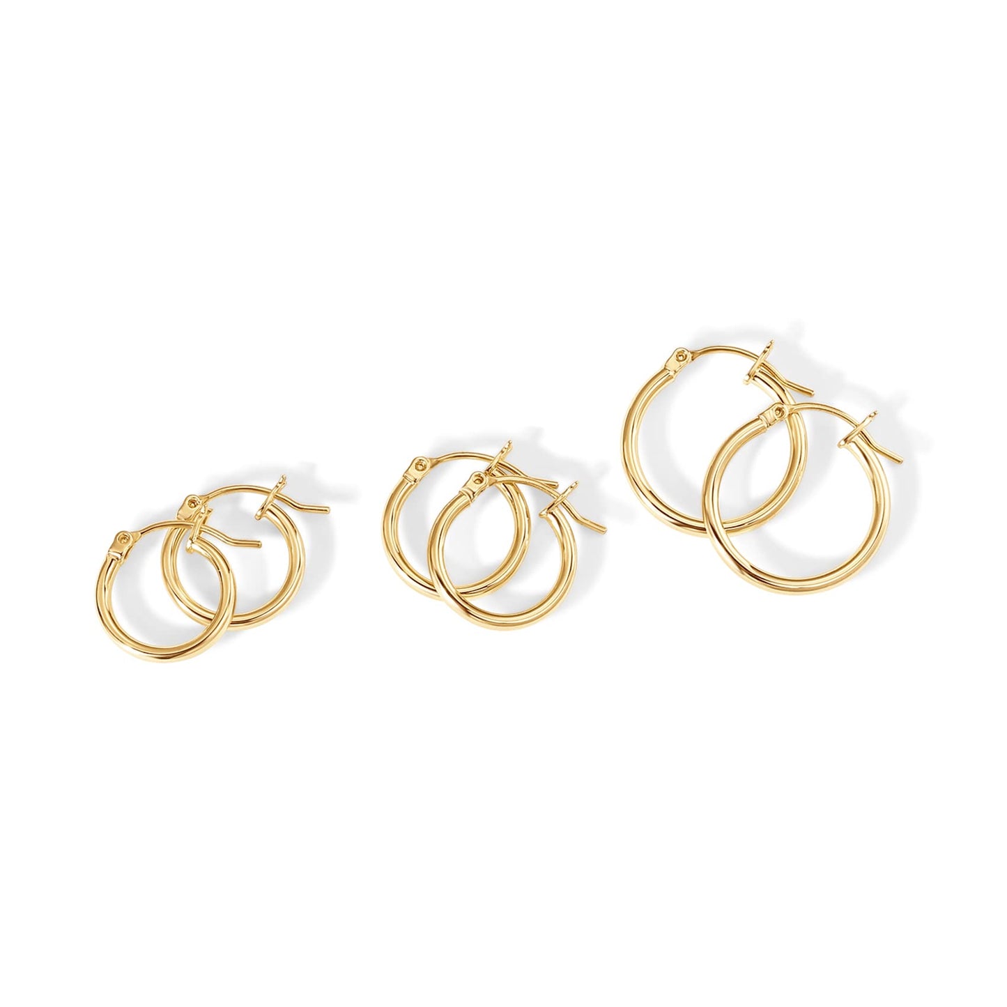 PAVOI 18K Yellow Gold 925 Sterling Silver Post Hoop Earrings for Women - Thin Small Huggie Hoops - 3 Pairs Gold Earring Pack