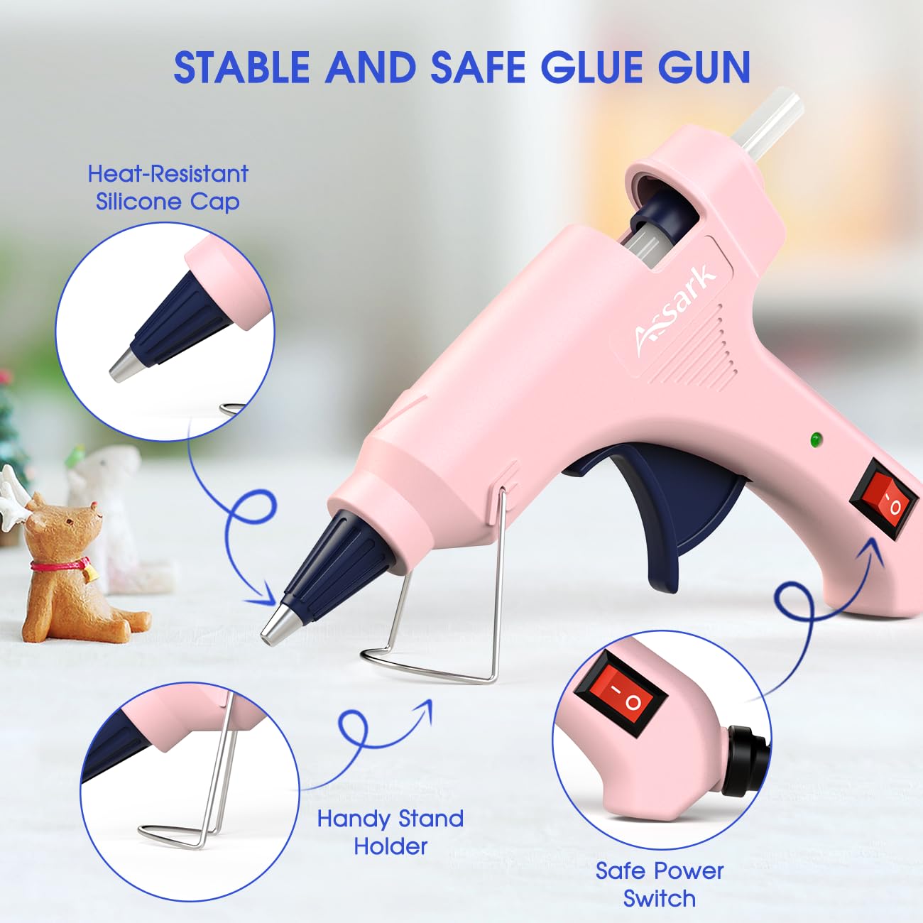 30W Mini Hot Glue Gun Kit with 30 Glue Sticks, Fast Preheating Hot Melt, High Temp for School Crafts DIY Arts and Quick Home Repairs
